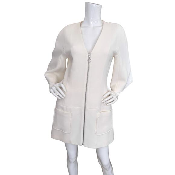 Alexis Ivory Wool Dominique Kimono Mini Dress Medium Zip Front 3/4 Sleeve - Picture 1 of 5